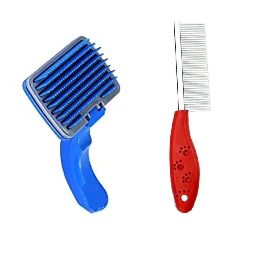Pups&Pets Slicker Grooming Brush Combo for Dogs and Cats, Remove Shedding Hair For Small to Large Breeds Dog Combo (Pack Of 2, Color May Vary) (Slicker Brush and Single Side Comb) (B0BFJ22RGM) Amazon Price History, Amazon Price Tracker
