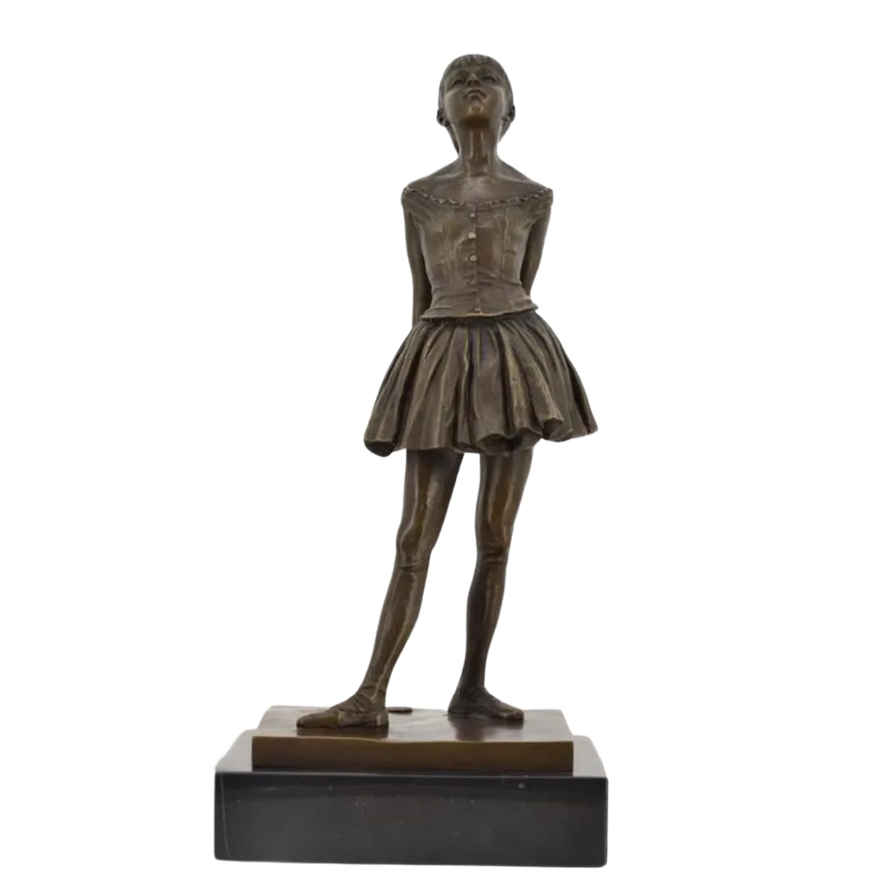 Aottsd H:14.6 In Bronze Bronze Little Dancer Sculpture Marble Base Classic Home Gallery Decor