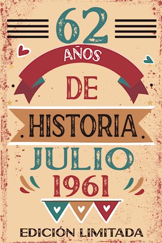 62 Años De Historia Julio 1961: Libro de visitas, cuaderno, 110 páginas de felicitaciones, idea de regalo, regalo Para la esposa, novia, mujer, La madre
