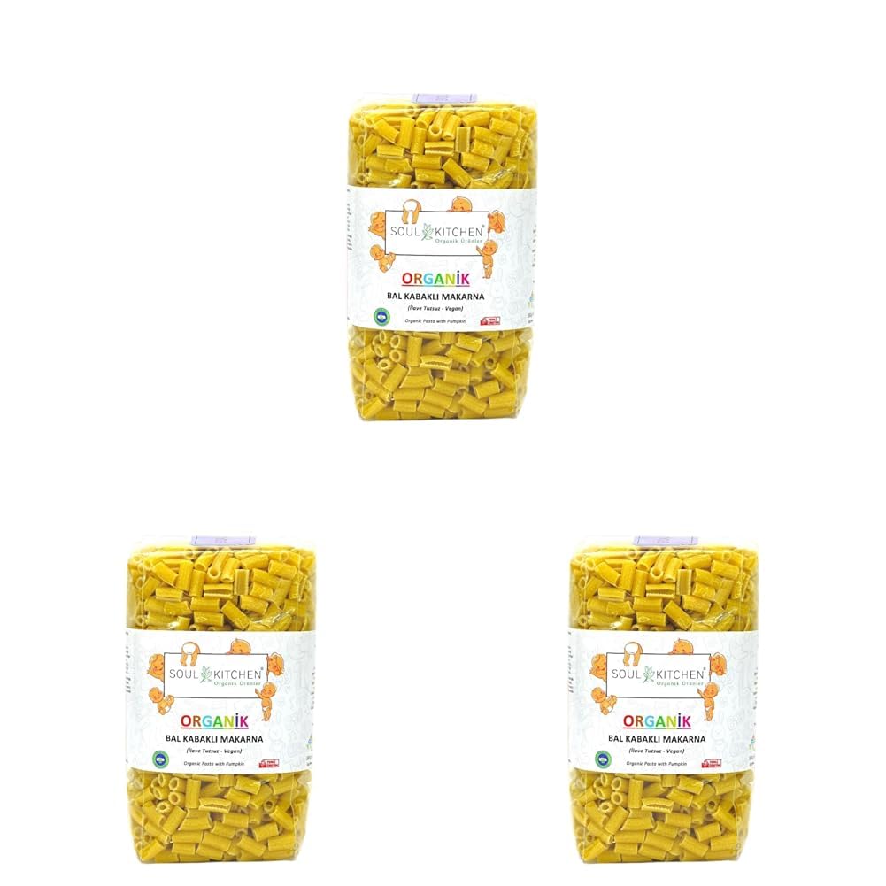 Soul Kitchen Organik Bal Kabaklı Makarna 330 gr (İlave Tuzsuz) (Vegan) (3 paketi)