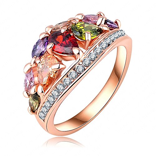 ANAZOZ Schmuck Mode Multi Color Finger Ringe Österreichischen 18K Rose Gold Ringe Frauen Größe