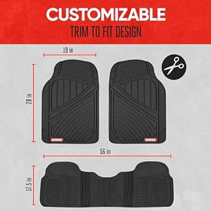 Motor Trend FlexTough Performance All Weather Rubber Car Floor Mats - 3 Piece Floor Mats Automotive Liners for Cars Truck SUV, Heavy-Duty Waterproof (Black) — photo 4 of 6