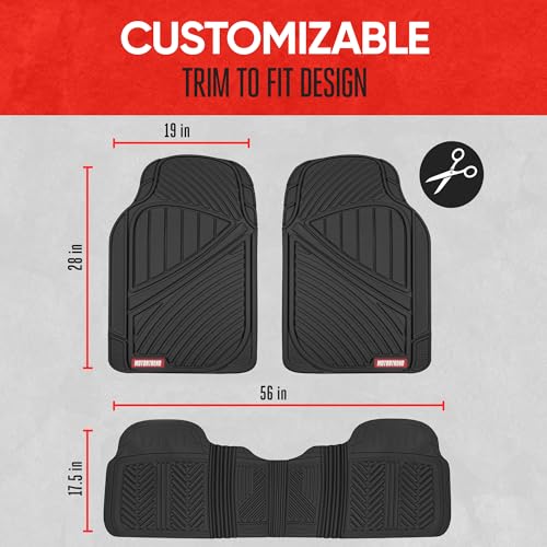 Motor Trend FlexTough Performance All Weather Rubber Car Floor Mats - 3 Piece Floor Mats Automotive Liners for Cars Truck SUV, Heavy-Duty Waterproof (Black) by Motor Trend - Image 4
