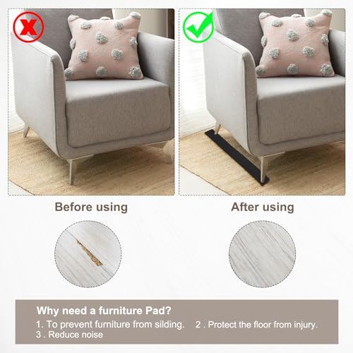 Almohadillas de goma antideslizantes para proteger madera de rayones por rieles de sofás de 76 cm 5