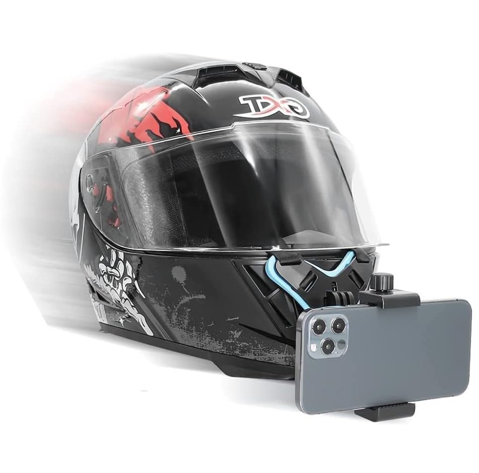 HUMBLE Helmet Chin Mount with Mobile Holder, Motorcycle Helmet Strap Compatible with GoPro Hero 9 8 7 6 5 4 3+ 3 SJCAM and Mobile Phones.
