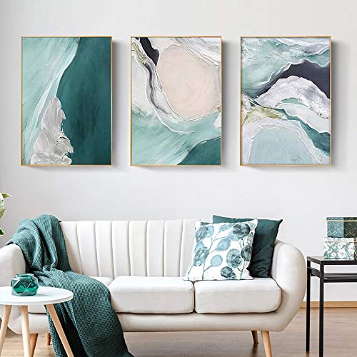 Toile abstraite verte moderne pour habiller un grand mur vide de salon 60x90cm