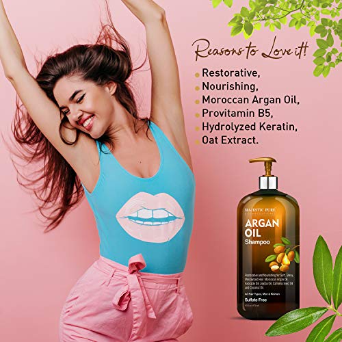 Majestic Pure Argan Oil Shampoo - Vitamin Enriched Gentle Hair Restoration Formula For Daily Use, Sulfate Free, For All Hair Types, Men And Women - 16 Fl. Oz. #TOP2