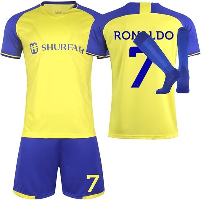 FTRGHNY Camisetas de Futbol, Camiseta Futbol Niño y Adulto entrenamiento Equipacion Chandal Conjunto de Jersey para Niños Hombre Entrenamiento Futbol, Pantalones, Calcetines, y Rodillera