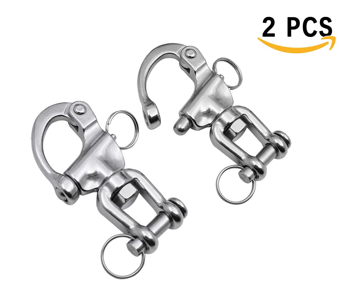 2 Pezzi Moschettone per Barca, Sgancio Rapido Moschettone in Acciaio Inox, grillo Girevole Acciaio Inox, Sgancio Rapido Grilli, Girevole Grillo, per Barca a Vela Spinnaker Halyard(70 mm)