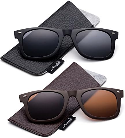 Newbee Fashion - Polarized Clip-On Flip Up Metal Clip Sunglasses Multi Purpose Flash Polarized Lenses w/Pouch (Glasses not included)