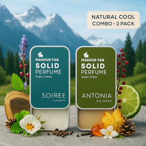 Image of Solid Perfume Combo - Soiree & Antonia | 2-Pack Alcohol-Free Natural Cologne | Long-Lasting Fragrance for Men & Women | Citrus, Floral & Woody Notes | 12g Each (Red peppercorn, Vanilla)