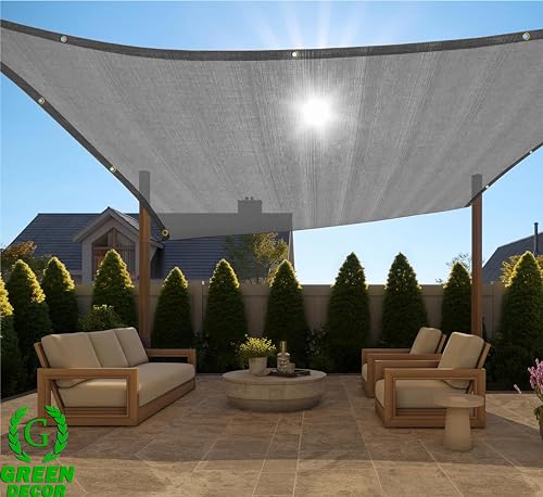 Image of HDPE Fabric Self Fold with SS Eyelet Sun Shade Sails 85-90% Protection from Sun & UV Rays Ideal for CarParking,Outdoor Garden,Balcony,Tent(Grey Color, 9.5 X 16 Feet) Pack of 1 Pc