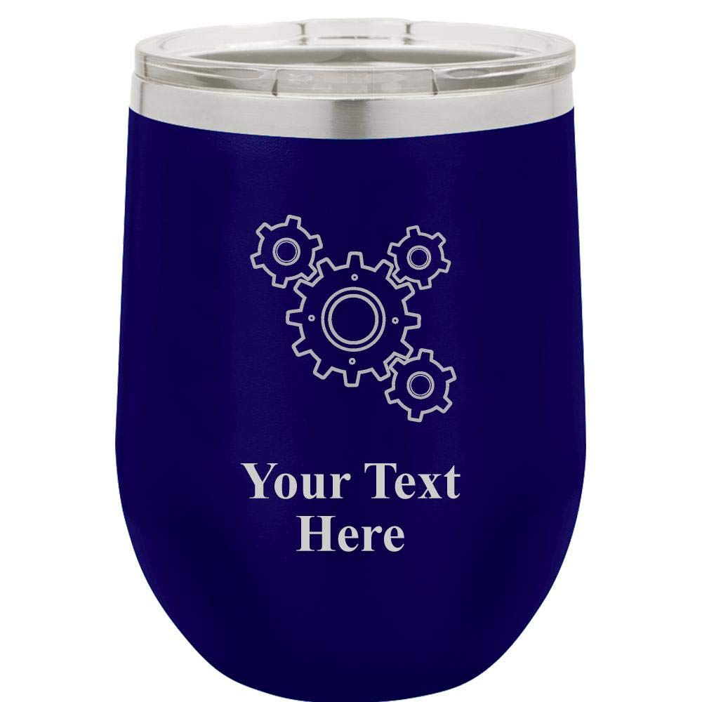 Auto Show Favors - 12oz Black Stainless Steel Hot/Cold Travel Wine Tumbler with Clear Lid - Great Customizable Gift And BPA Free Prime