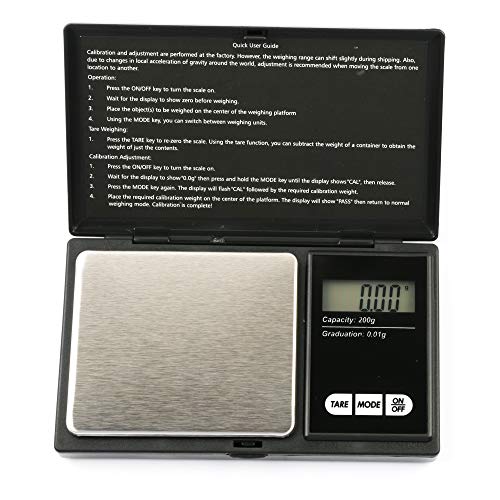 Poneca Digital Pocket Scale Jewelry Gold Diamond Weighting Scale Gram Weight Electric Scales 200G By 0.01G Food Scale Kitchen Scale Min Lcd Light #TOP3