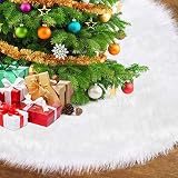 Falda de árbol de Navidad de Felpa Blanca Falda de árbol de Piel Sintética de Lujo, Decoraciones Navideñas Utilizadas Para Cubrir la Parte Inferior de un árbol de Navidad (diámetro: 120 cm)