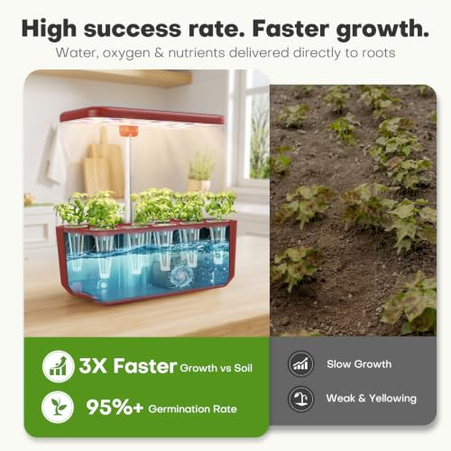 Image of Ahopegarden Hydroponics Growing System: 10 Pods Indoor Herb Garden with LED