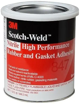 3M 847 Scotch-Grip Rubber and Gasket Adhesive, Brown 1 Qt. Can, Pack of 1