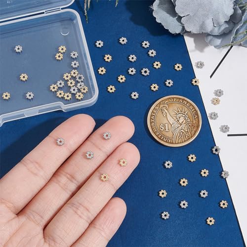 UNICRAFTALE 60pcs 2 Colors 304 Stainless Steel Spacer Beads Flower Shaped Loose Beads Accessories for Bracelets Necklaces Jewelry Making - Image 4