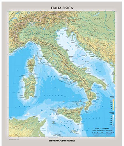 Physical Italy Wall Map - Italian - 39.5