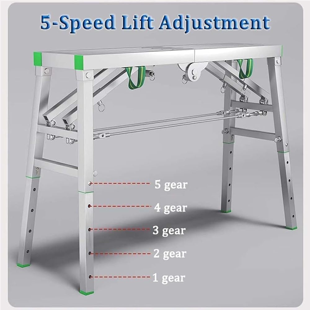 Plateforme de travail pliable réglable Charge maximale 400 kg Échelle d'échafaudage robuste portable et polyvalente Idéal pour les projets de construction et de bricolage