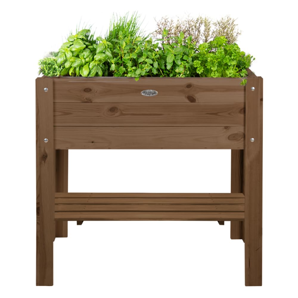 OutdoorOasis Wooden Raised Garden Bed Planter Box with Shelf for Vegetables, Herbs and Flowers, Rectangular Outdoor Plant Stand on Legs for Patio, Greenhouse and Balcony
