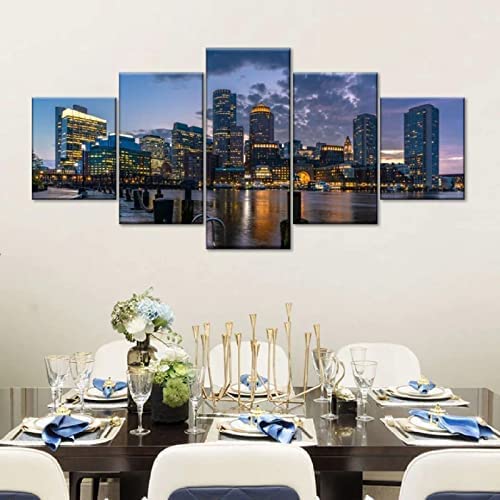 Tableau sur toile 5 panneaux grand format décor mural - 2