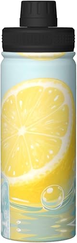 Miniatura 9 de Botella de agua aislada con estampado de limón, de acero inoxidable de 18 onzas, divertida taza de viaje, a prueba de fugas, para bebidas calientes