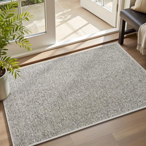 MontVoo Door Mat Indoor Entrance Doormat, Absorbent Durable Rubber Non Slip Front Door Mat for Inside Entry Entryway Dirt Trapper Welcome Mat, Darkgrey 17''x30''