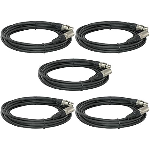 Yovus 5-Pack 25 Ft Foot Feet XLR Male to Female 3pin Mic Audio Cord Microphone Extension Cable Cover