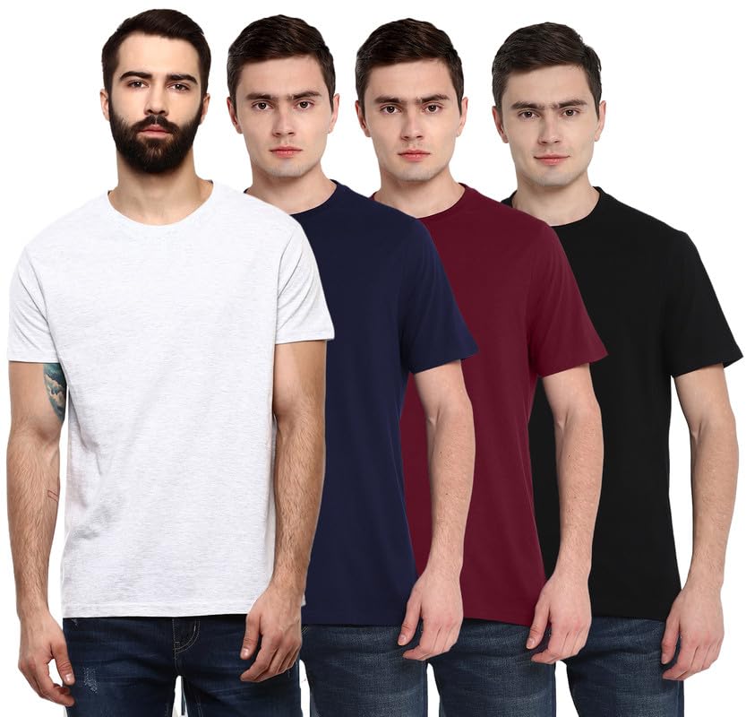 Aventura Outfitters Men's Round Neck 100% Cotton Regular Fit T-Shirt (Pack of 4)