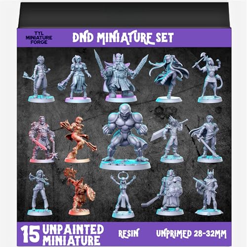 Set de 15 Miniaturas de Resina sin Pintar para RPG miniatura 1