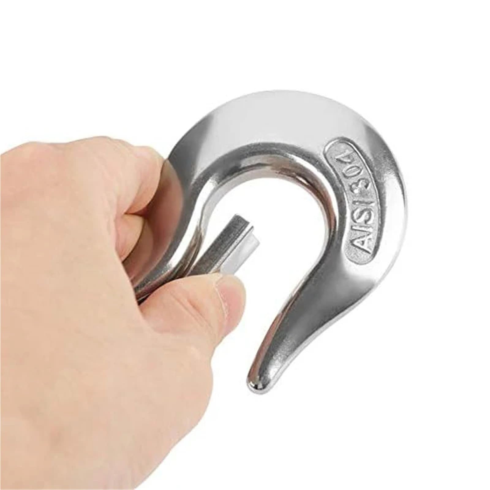 Compatible Gancho Acero INOX 304 con pestillo de Seguridad | Adecuado for operaciones de elevación, cabrestante y conexión de cadenas.(1.5T)