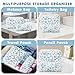 URSKYTOUS 2Pcs Floral Makeup Bag for Women Cotton Quilted Small Coquette Cosmetic Bag Cute Zipper Blue Flower Makeup Pouch Aesthetic Portable Pencil Case Travel Toiletry Bag Trendy Cloth Skincare Bag