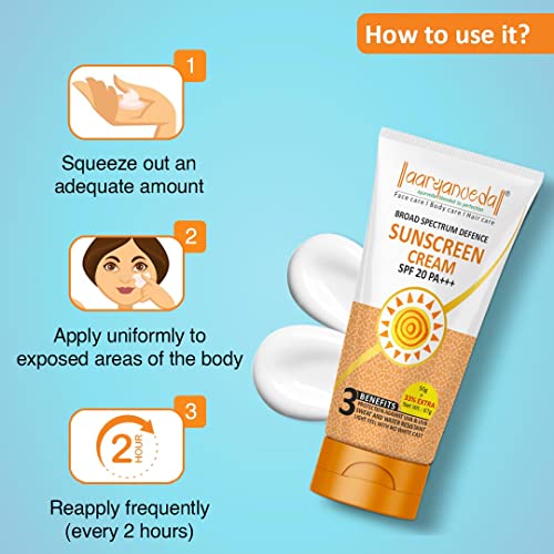 Image of Aryanveda Sunscreen Spf 20 PA+ UV Protection for Women & Men with All Day Hydration | Dry, Normal Skin - 67 Gm