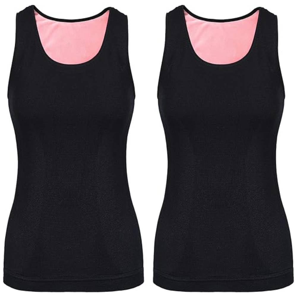 palay SANNIDHI® Women's Thermal Underwear Tops Fleece Cami Underwear Tops Soft Sleeveless Undershirt Warm Base Layer Vest, Black 2 PCS-picture-35