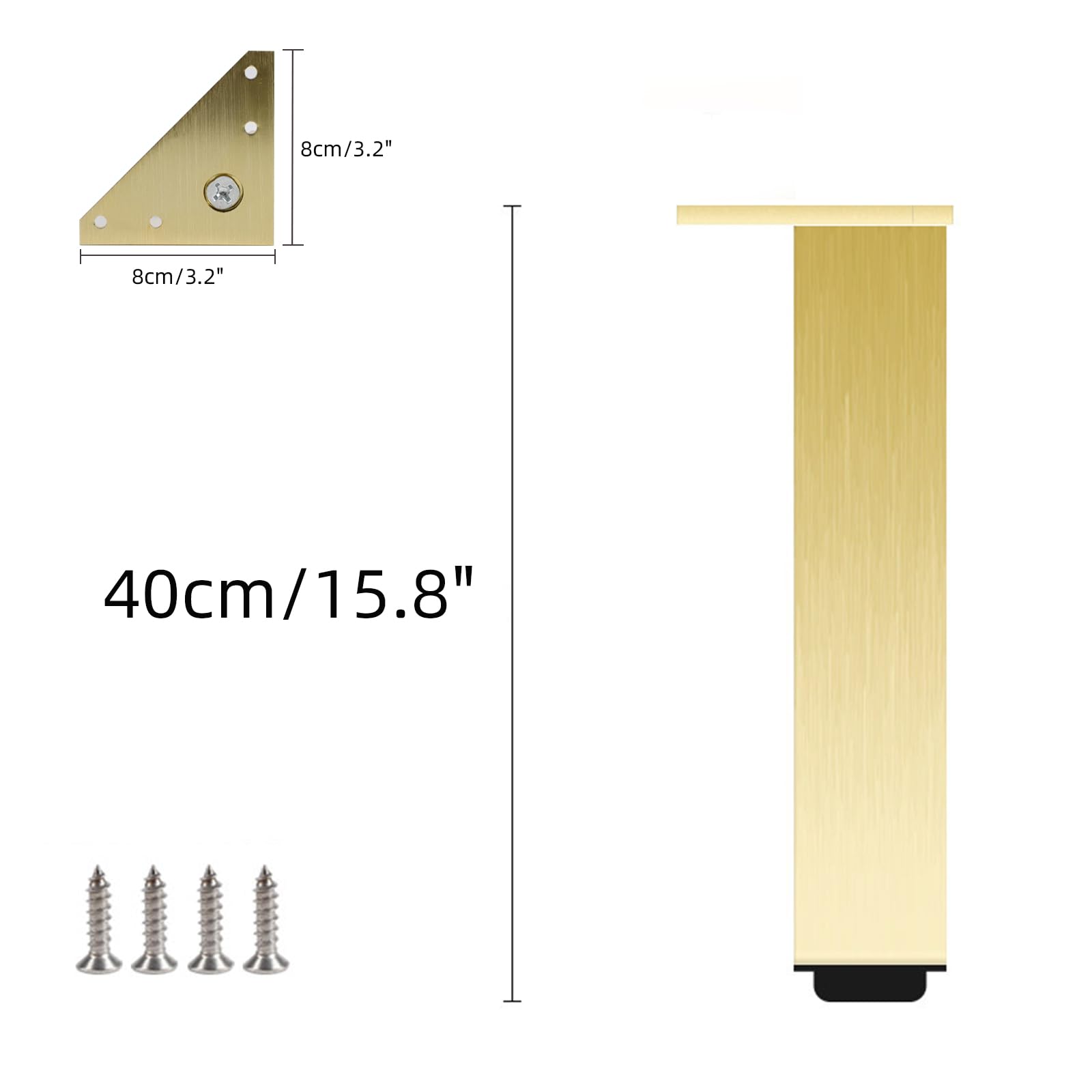 Patas de Muebles Dorada, 4 Piezas Patas para Mesas Regulables Pies Sofá Dorado para Armario Aleación de Aluminio | Anodizada Pata Cama Altura Opcional: 6-40cm Pies Gabinete 40cm/15.8"