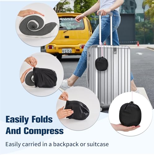 Image of Cirorld Neck Pillow for Traveling, Travel Pillows for Airplanes,100% Pure Memory Foam Travel Neck Pillow, Adjustable Flight Pillow, Portable Plane Accessories with Eye Mask, Earplugs, Carry Bag