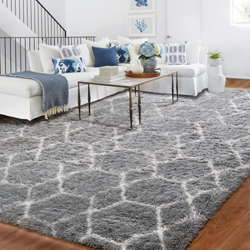 Tapis Salon 120x180cm Géométrie, Tapis Chambre Cool Gris et Blanc, Lavable En Machine Tapis a...