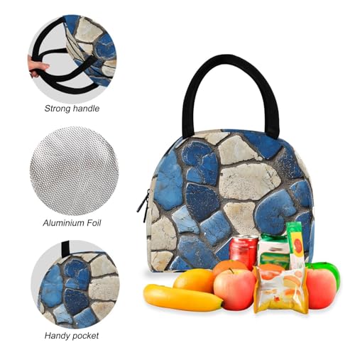 Rock Texture Print Backpack Set with Lunch Bag, Large Capacity Travel Backpacks and Lunch Box Insulated for Commute Hiking Picnic4
