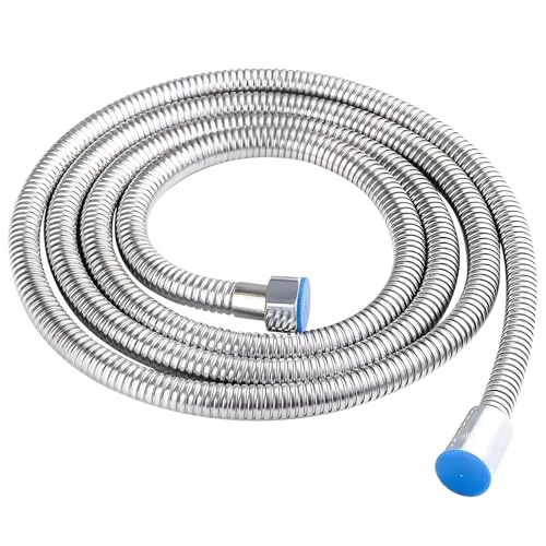 Manguera de Ducha de acero Inoxidable, Flexo Ducha 3 Metros, Conexión Estándar Universal G1/2', Protección Antitorsión, Tubo Ducha Flexible con Acabado Cromado para la Mayoría de Grifos (Plateado)