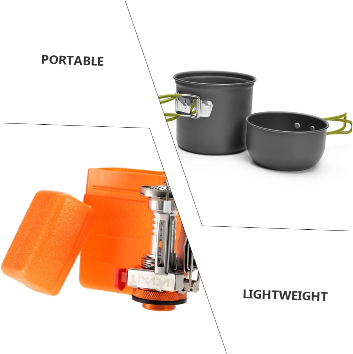 1set Camping Cookware Kit Portable Aluminium Cookware Outdoor Cooking Pots Handle