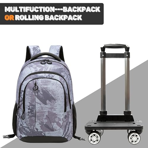 Rolling Backpack with Wheels for Boys Roller Wheels Backpacks Big Kids Laptop Luggage Travel Suitcase for Teen Boys3