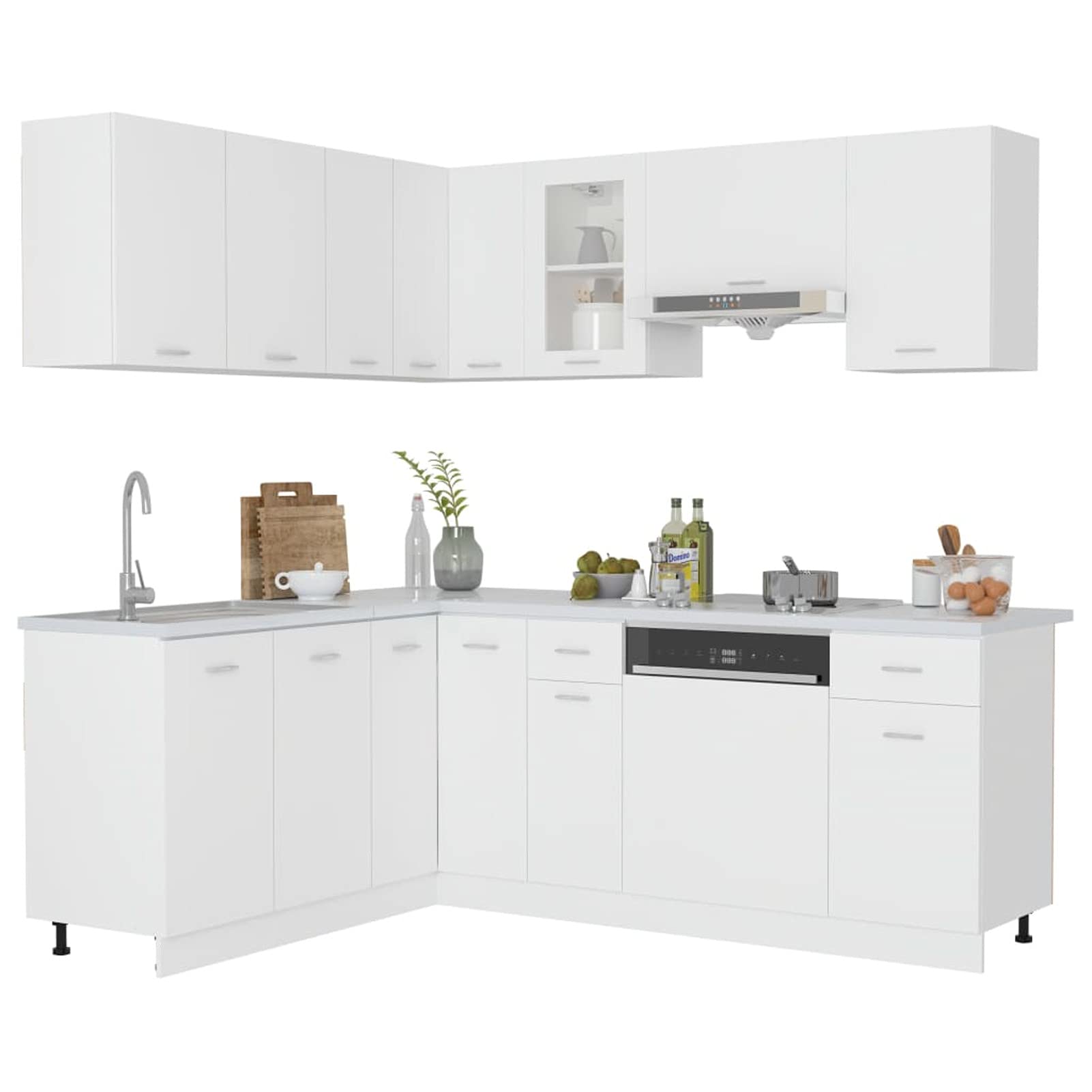 Homgoday Juego de Muebles de Cocina 11 Piezas aglomerado blancoalacena de Cocina Muebles Cocina modulos
