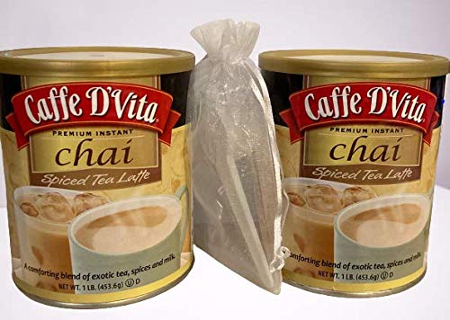 Miniatura 5 de Caffe D'Vita Exotic Spiced Chai Tea Latte – Paquete de 2 – Mezcla instantánea premium de 1 libra – Cuchara medidora de café de plástico incluida