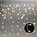 Produktbild 400 LED Eisregen - 8m + 5m Zuleitung - mit Timer und 8 Beleuchtungsmodi - Eiszapfen Innen und Außen - für Party, Hochzeit, Balkon, Garten Deko - Warmweiß [Energieklasse A+++]