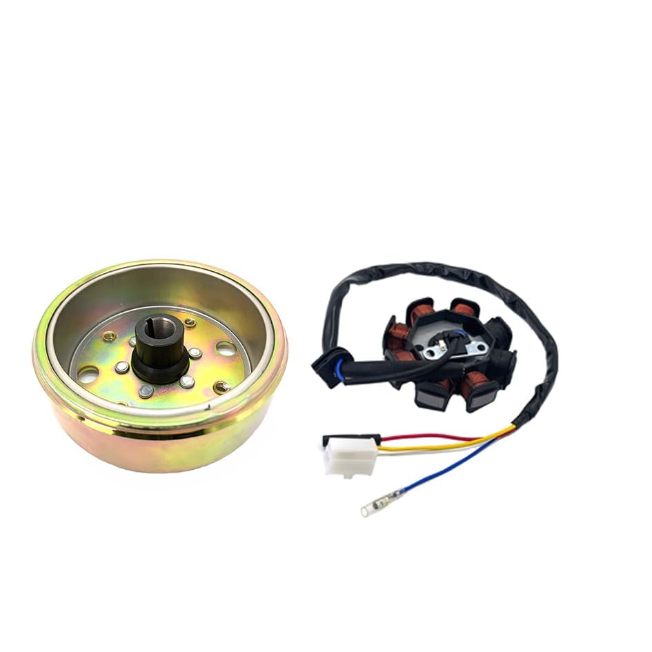 GY6 Magneto Stator Flywheel Rotor Kit,8 Coil Copper Stator for GY6 50cc 139QMB 139QMA Scooter Moped ATV Go-Kart Engine,High Performance Part with Flywheel Puller & Clutch Lock Tool
