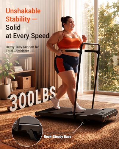 Image of Walking Pad with 6% Incline, 300LBS Capacity Under Desk Treadmill for Home Office, Quiet Portable Mini Treadmill with App & Remote Control, No Assembly, Slim Design for Small Spaces