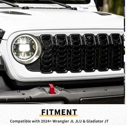 Image of MAXDOM Grill Inserts Headlight Covers Set Fits for (2024-2026) Wrangler JL and Gladiator JT partial models (Exclued Sport, Sport S and Mojave)