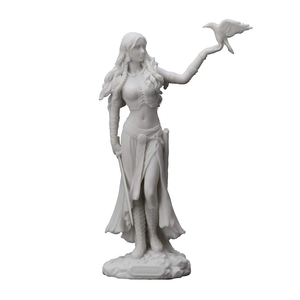 Veronese Design White 11" Tall Resin Cast Marble Finish Morrigan Celtic Great Queen Irish Goddess Of Birth Battle And Death Statue Figurine