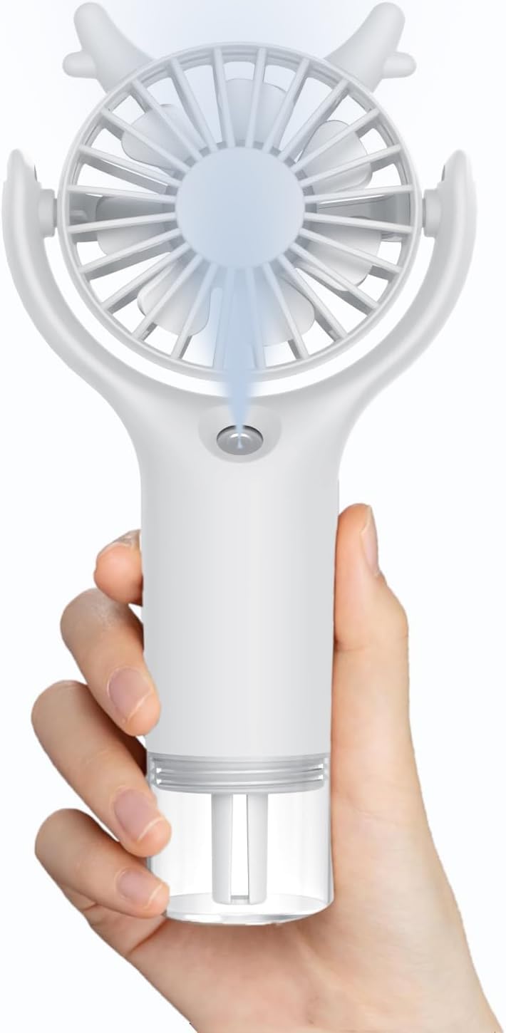 FXI Mini ventilador de mano Con Función de Humidificación, Ventilador Portatil USB Silencioso para Escritorio Hogar Oficina Camping